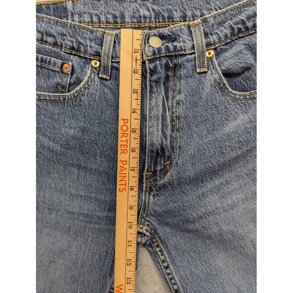 Levis Jeans Mens 33x32 Blue 502 Taper Stretch Distressed Zip Fly 29507-0390 - Picture 5 of 14